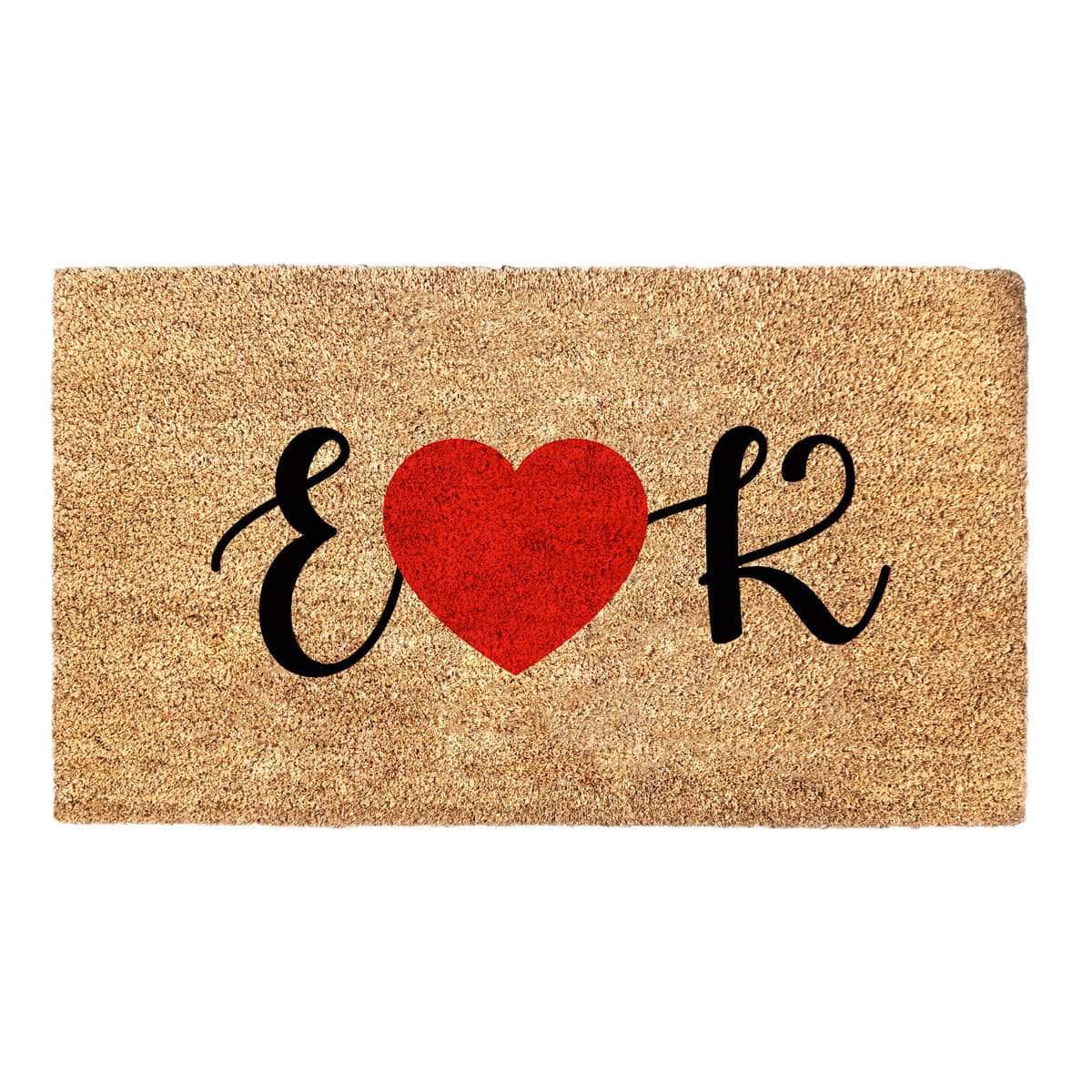 Personalized Initial Red Heart - Doormat