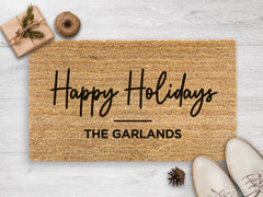 Happy Holidays Custom Family Name - Doormat