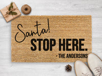 Thumbnail for Santa Stop Here! Custom Family Name - Doormat