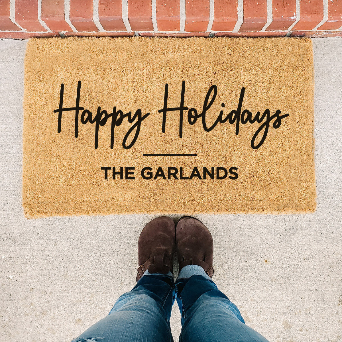 Happy Holidays Custom Family Name - Doormat