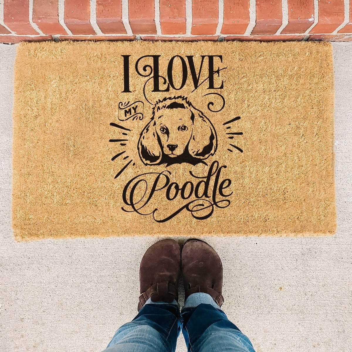 I Love My Poodle - Doormat