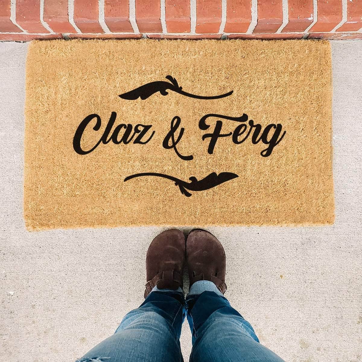 Personalized Friends and Couples Names Decorative Flourish Doormat