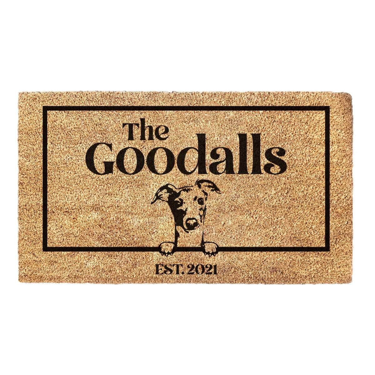 Greyhound & Personalised Family Name - Doormat