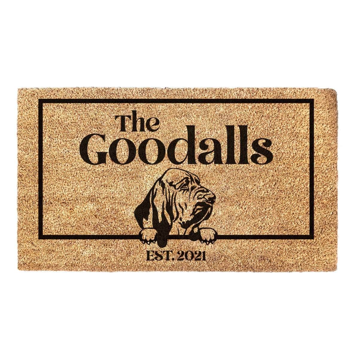 Bloodhound & Personalised Family Name - Doormat