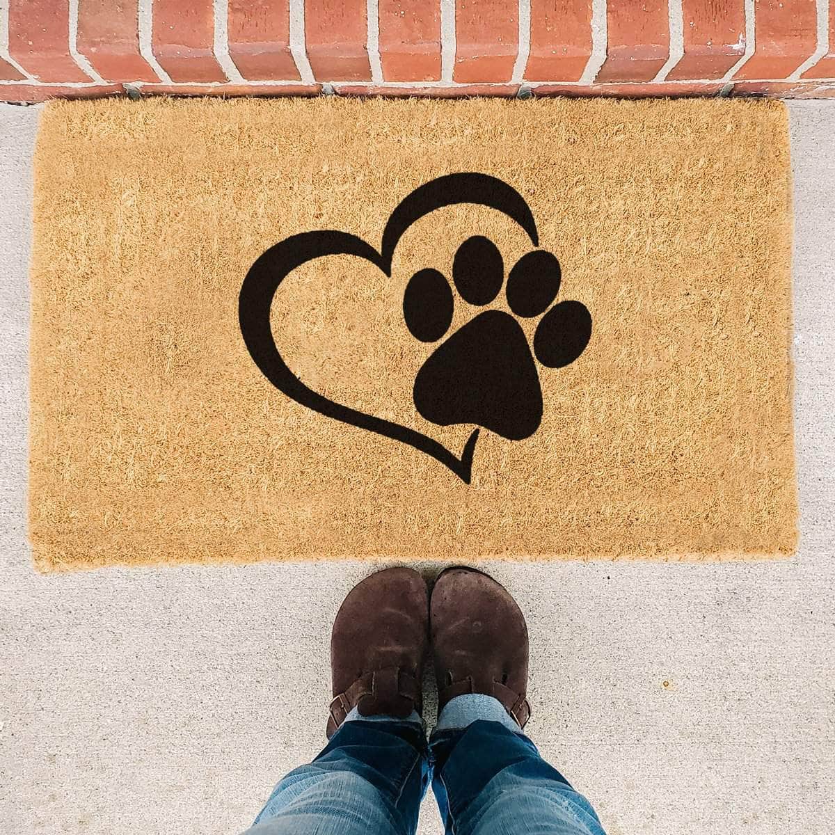 Dog Paw Heart -Doormat