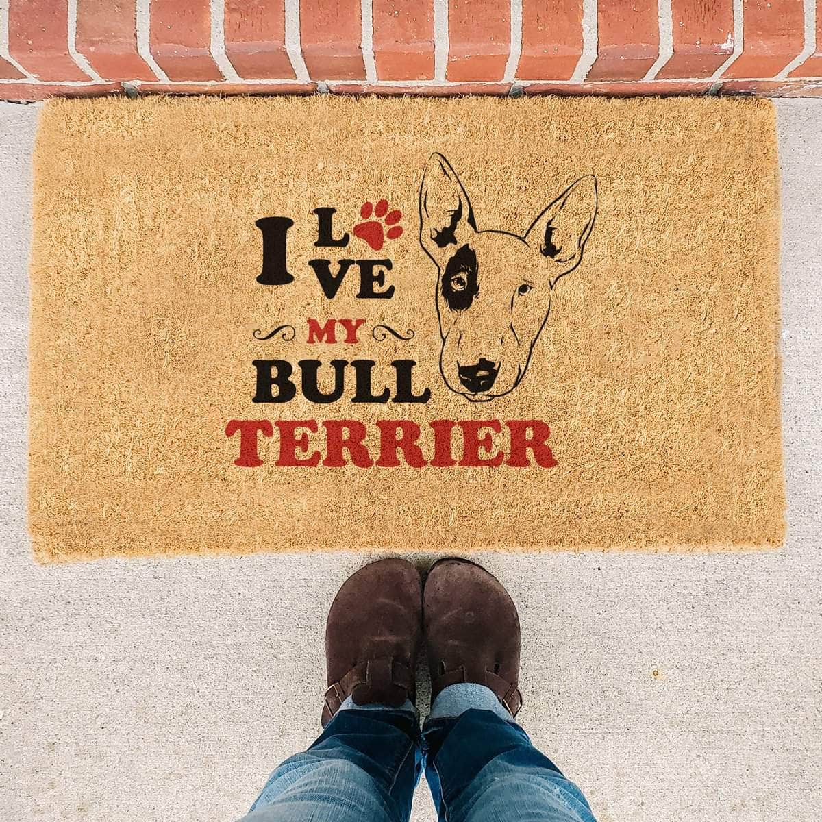I Love My Bull Terrier - Doormat