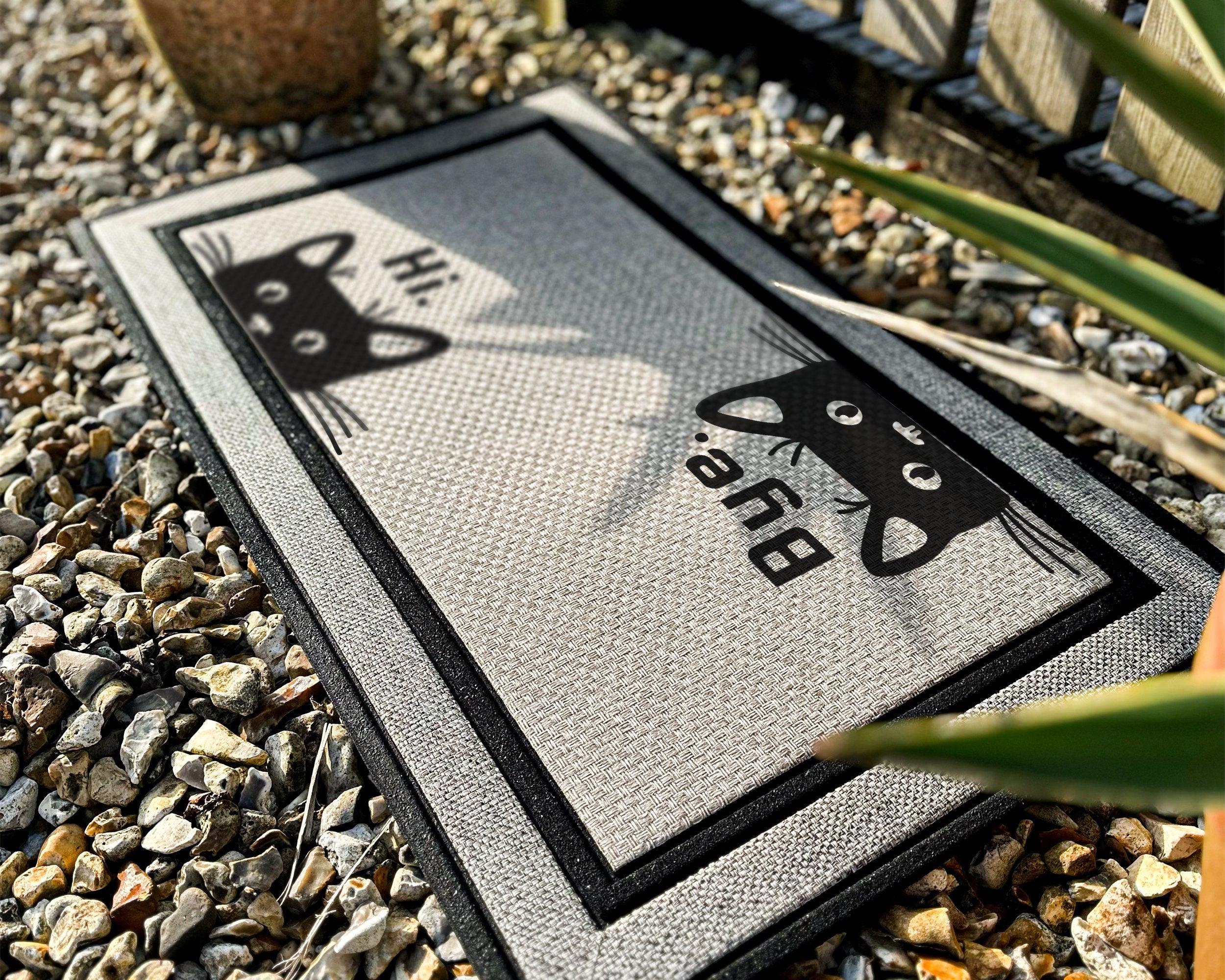 Hi Bye Cat Doormat -  Funny Cat Mat