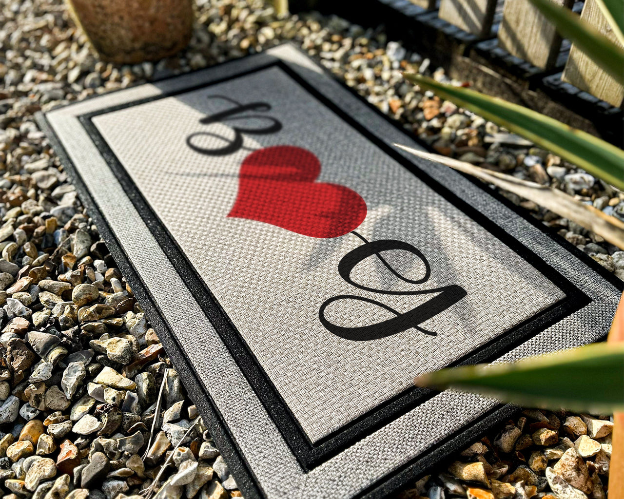 Personalized Initial Red Heart Door Mat - Home Decor