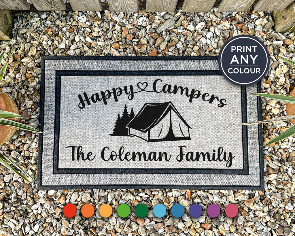 Happy Campers Camping Door Mat - Weatherproof Doormat
