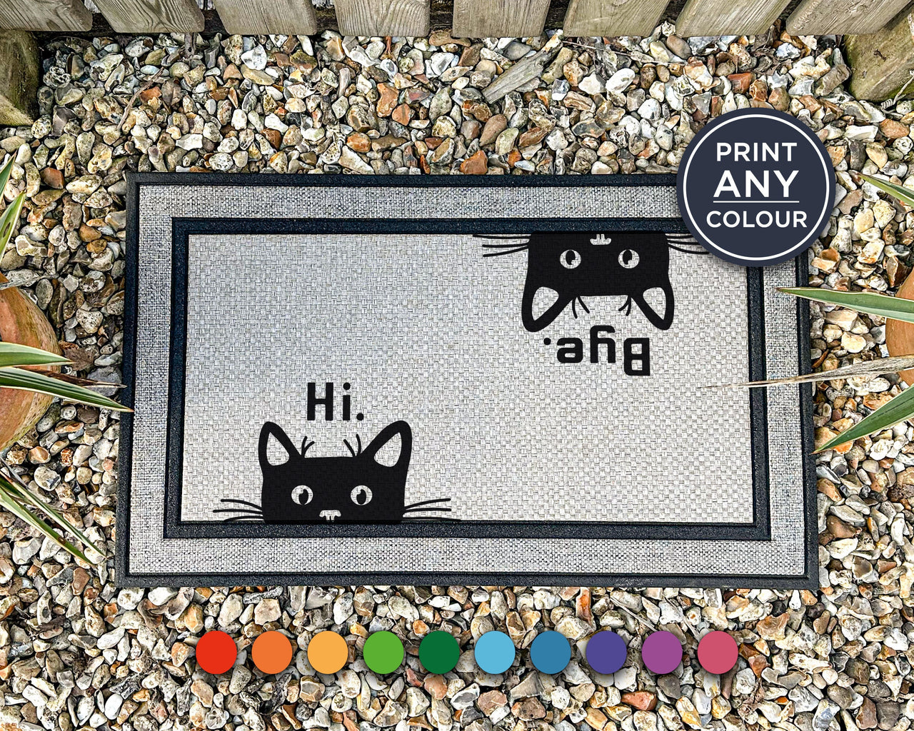 Hi Bye Cat Doormat -  Funny Cat Mat