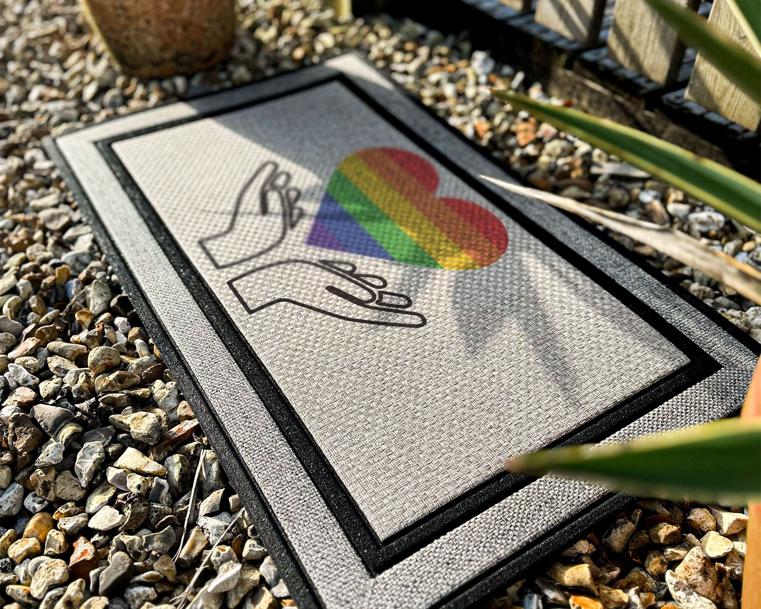 Hands Holding Rainbow Heart - LGBTQ Doormat